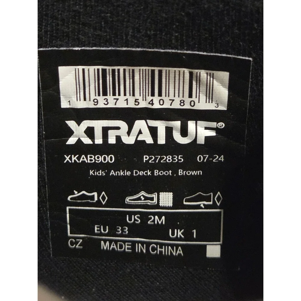 XTRATUF Kids Ankle Deck Boot Brown Waterproof Rubber Slip On XKAB900 US 2M EU 33